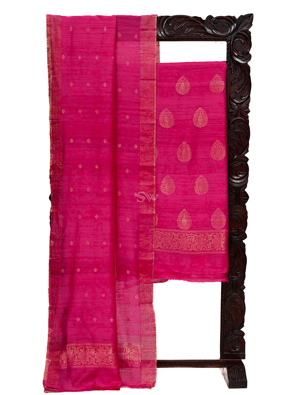 Magenta Dupion Silk Handloom Banarasi Suit - Sacred Weaves