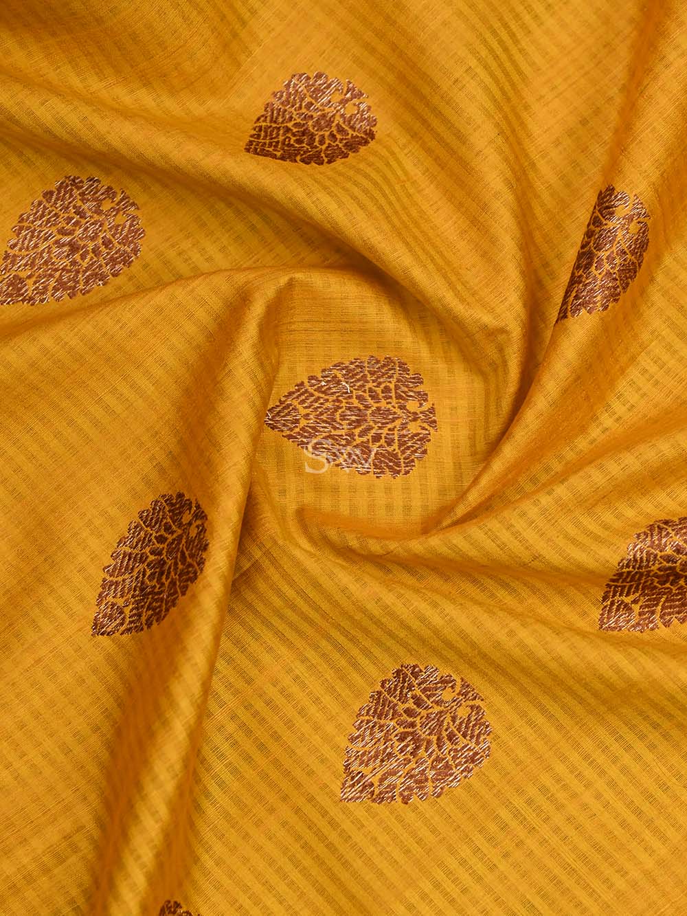 Yellow Dupion Silk Handloom Banarasi Dupatta - Sacred Weaves