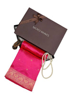 Magenta Katan Silk Handloom Banarasi Dupatta - Sacred Weaves