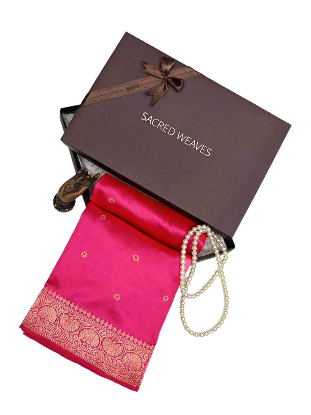 Magenta Katan Silk Handloom Banarasi Dupatta - Sacred Weaves