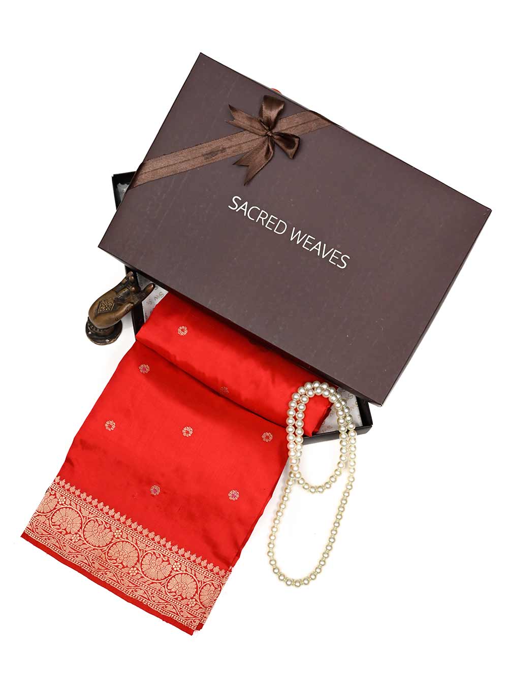 Red Katan Silk Handloom Banarasi Dupatta - Sacred Weaves