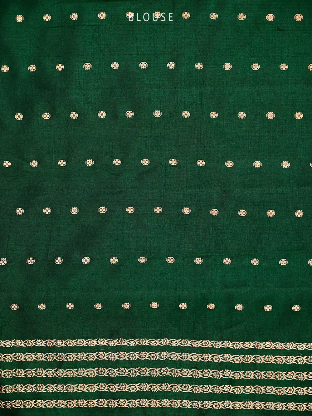 Bottle Green Booti Katan Silk Handloom Banarasi Saree