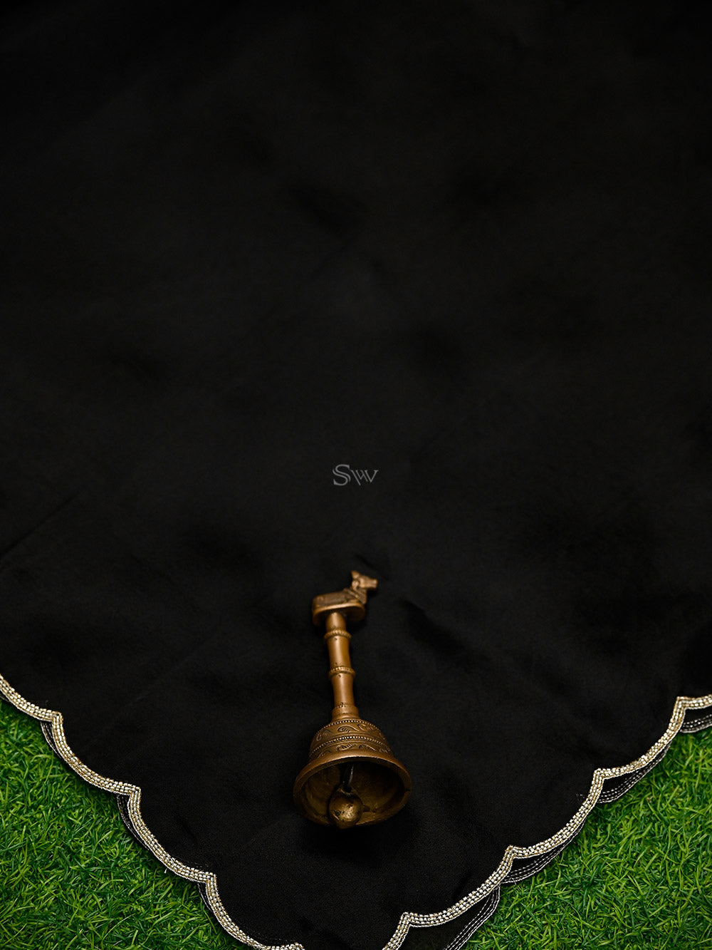 Black Silk Handloom Banarasi Lehenga - Sacred Weaves