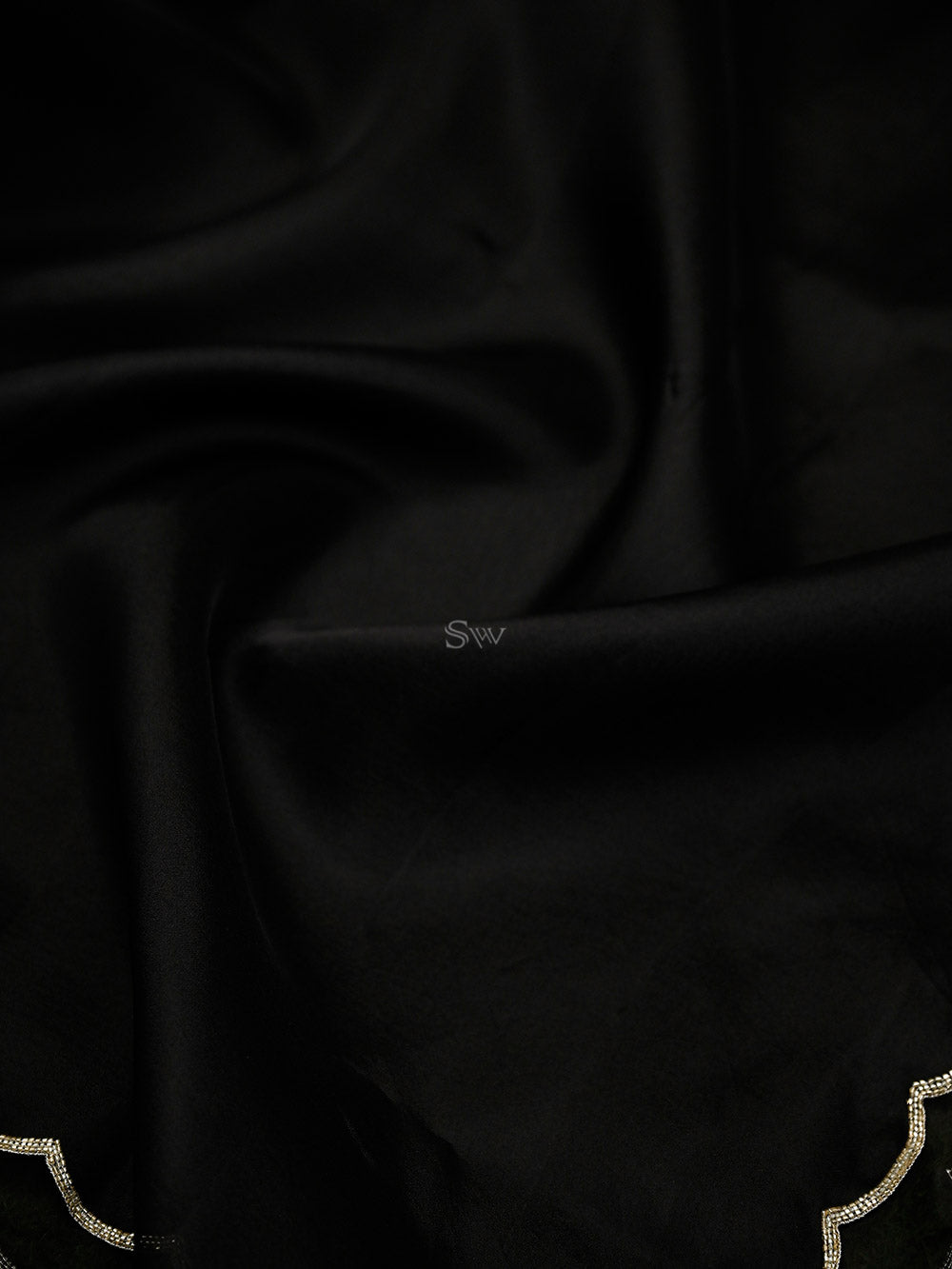 Black Silk Handloom Banarasi Lehenga - Sacred Weaves