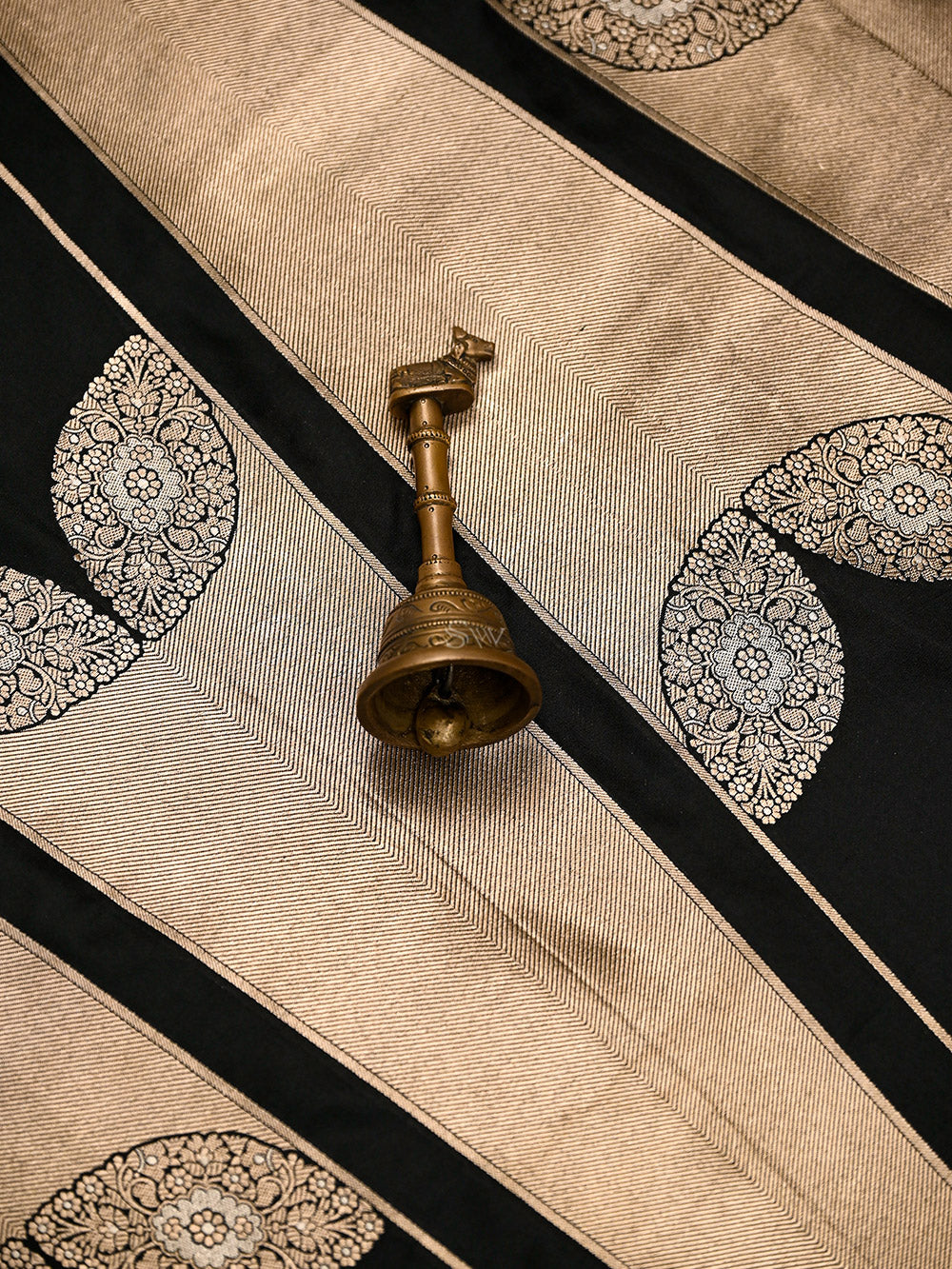 Black Silk Handloom Banarasi Lehenga - Sacred Weaves