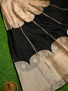 Black Silk Handloom Banarasi Lehenga - Sacred Weaves