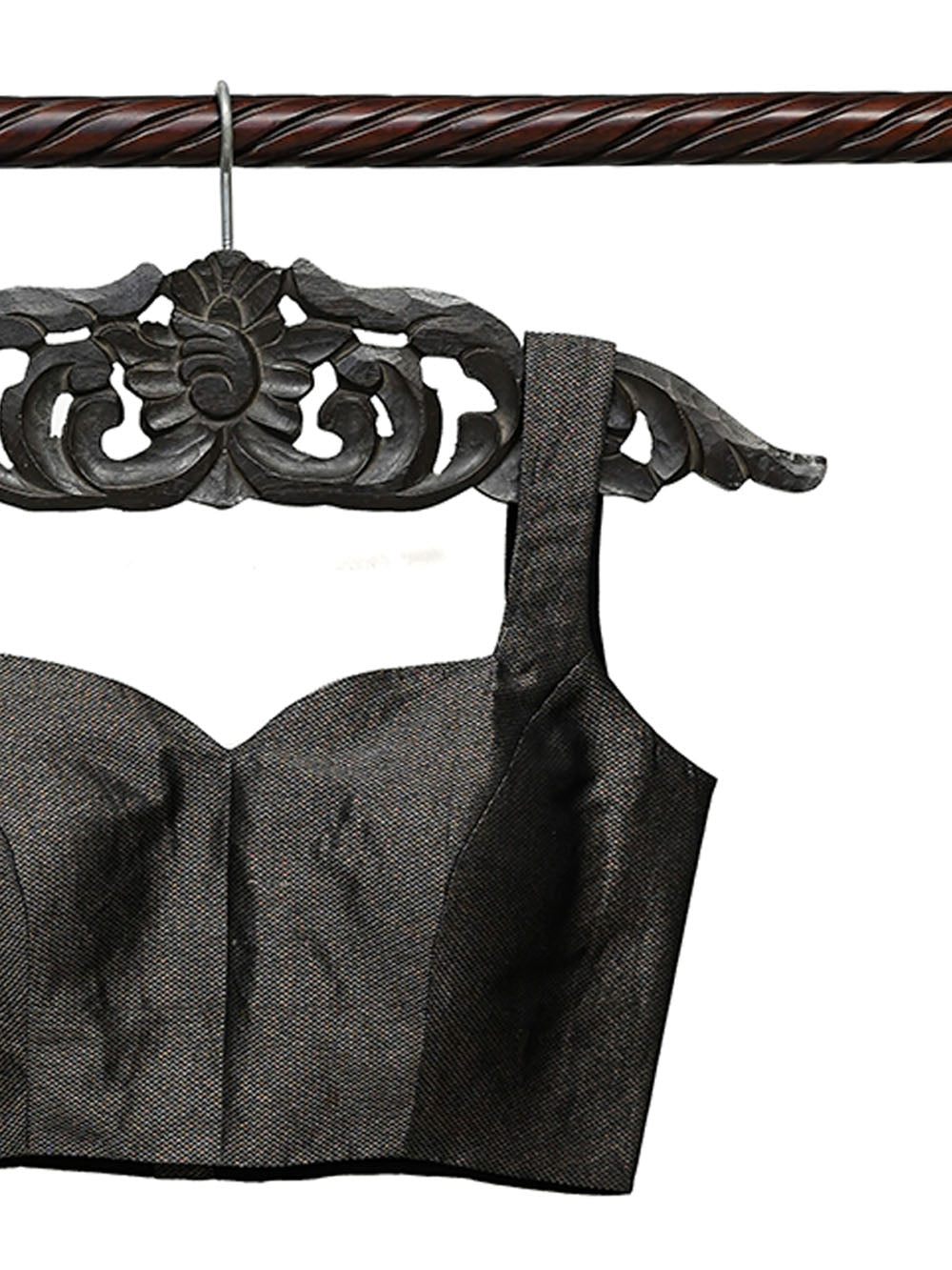 Black Brocade Katan Silk Banarasi Ready-Made Blouse