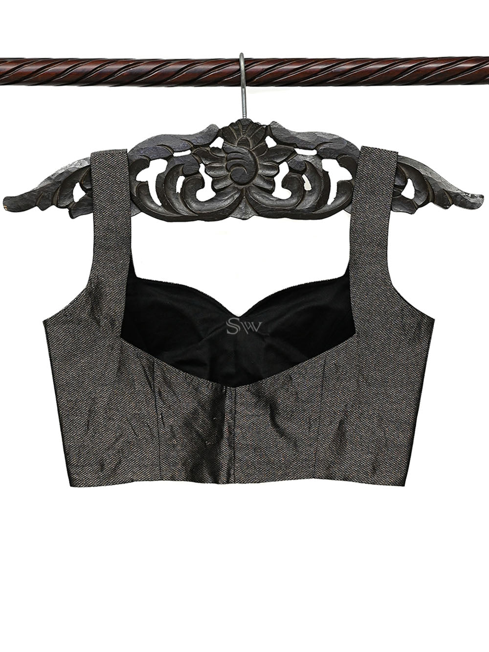 Black Brocade Katan Silk Banarasi Ready-Made Blouse