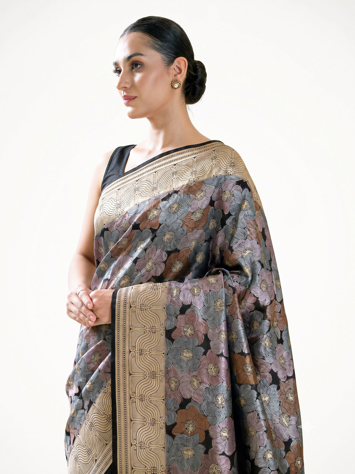 Black Jaal Katan Silk Handloom Banarasi Saree - Sacred Weaves