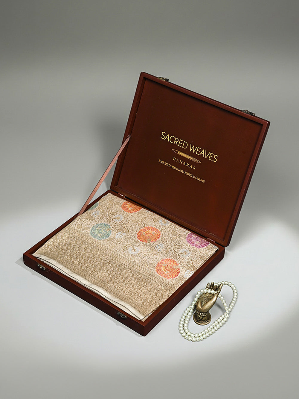 Beige Meenakari Brocade Handloom Banarasi Saree - Sacred Weaves