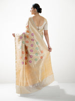 Beige Meenakari Brocade Handloom Banarasi Saree - Sacred Weaves