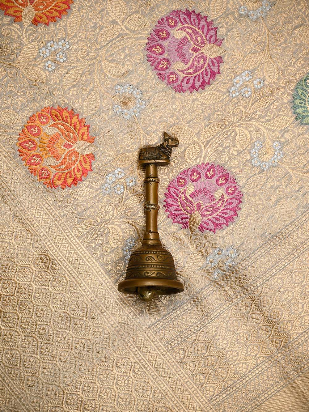 Beige Meenakari Brocade Handloom Banarasi Saree - Sacred Weaves