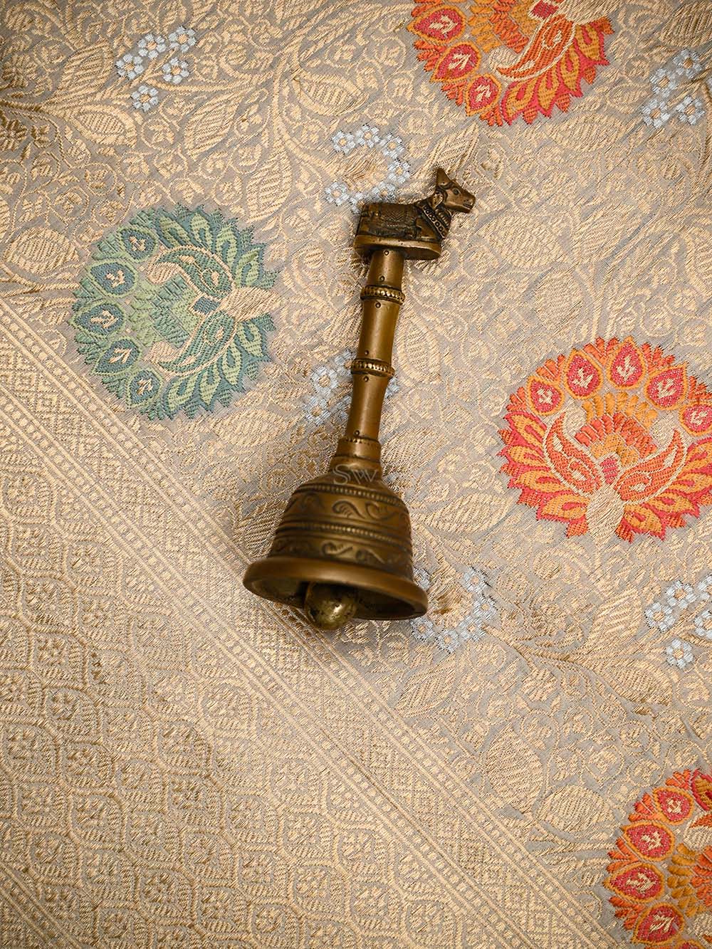 Beige Meenakari Brocade Handloom Banarasi Saree - Sacred Weaves