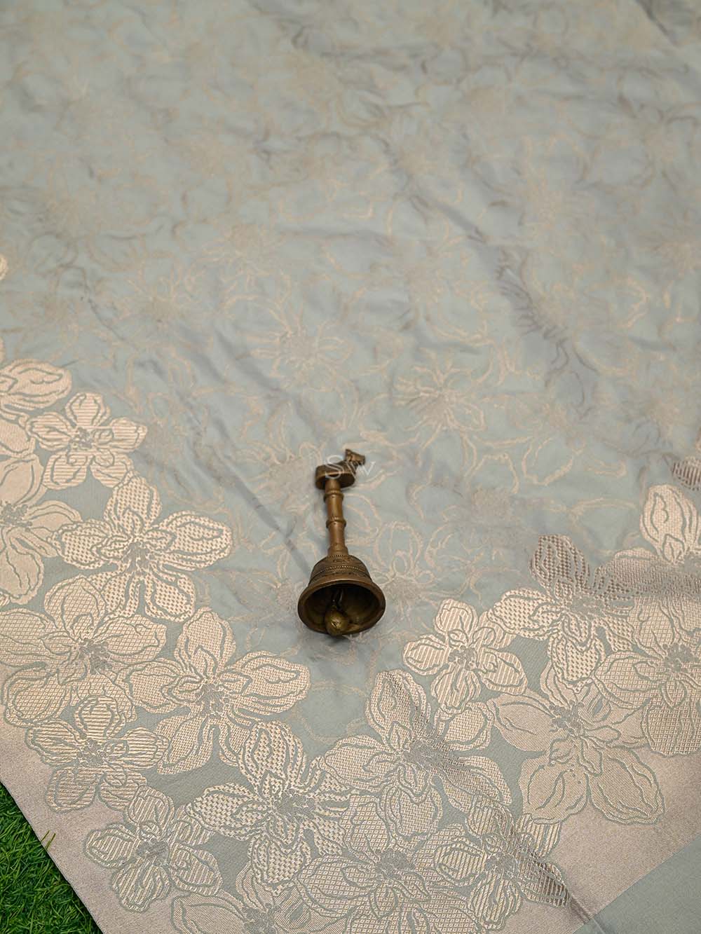 Mint Green Jaal Katan Silk Handloom Banarasi Saree