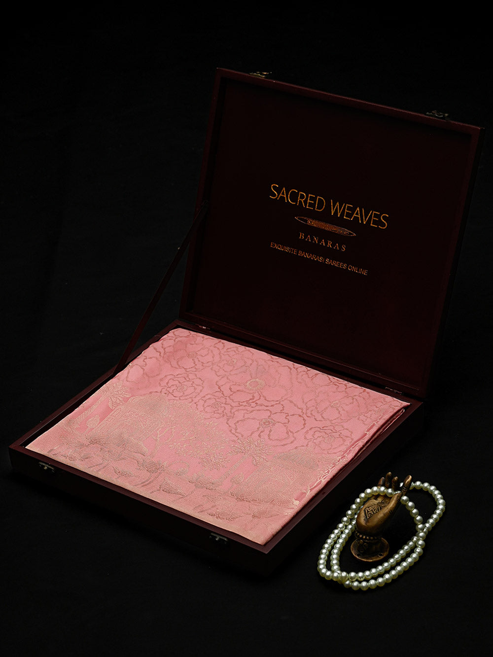 Pink Jaal Katan Silk Handloom Banarasi Saree