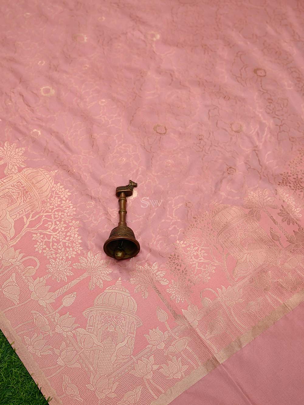 Pink Jaal Katan Silk Handloom Banarasi Saree