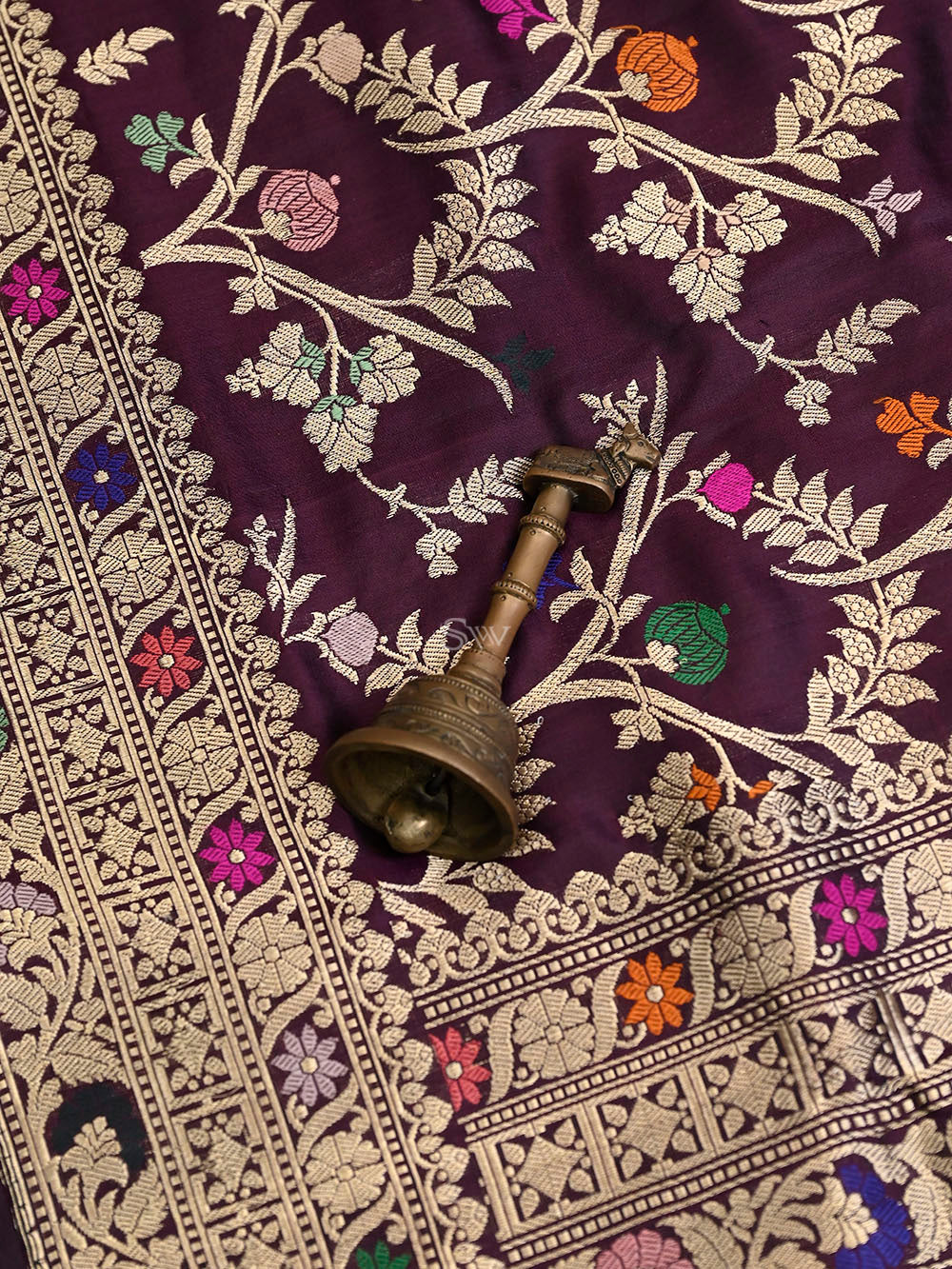 Wine Meenakari Katan Silk Handloom Banarasi Saree - Sacred Weaves