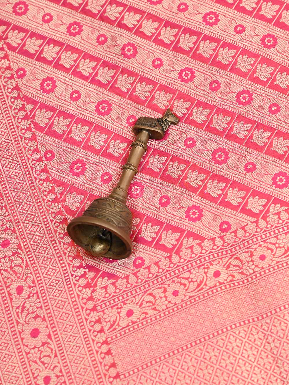 Orange Pink Brocade Katan Silk Handloom Banarasi Saree - Sacred Weaves