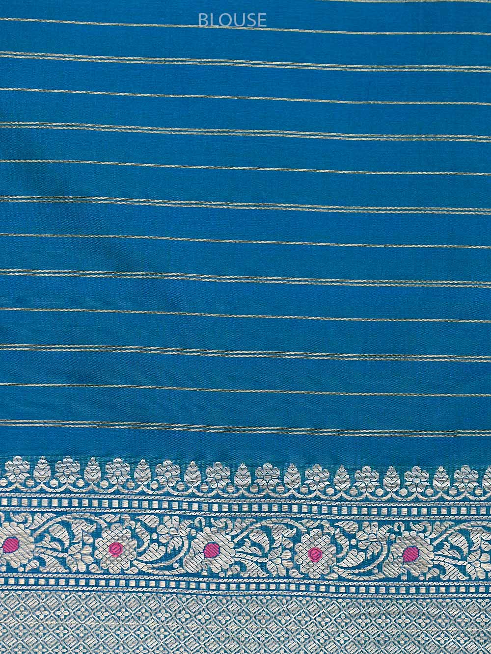 Peacock Blue Brocade Katan Silk Handloom Banarasi Saree - Sacred Weaves
