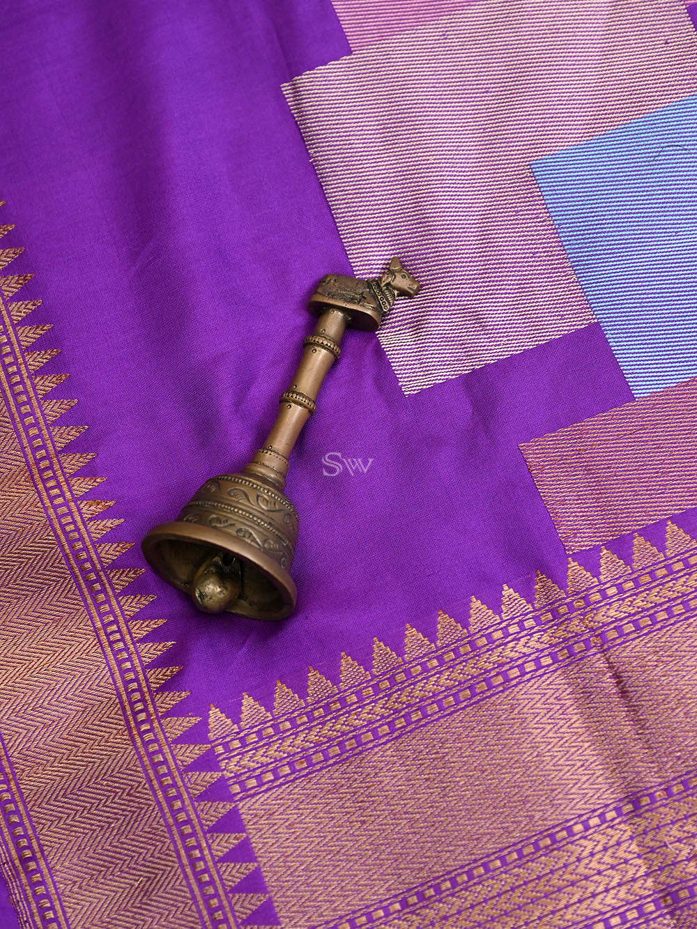 Purple Katan Silk Handloom Banarasi Saree - Sacred Weaves