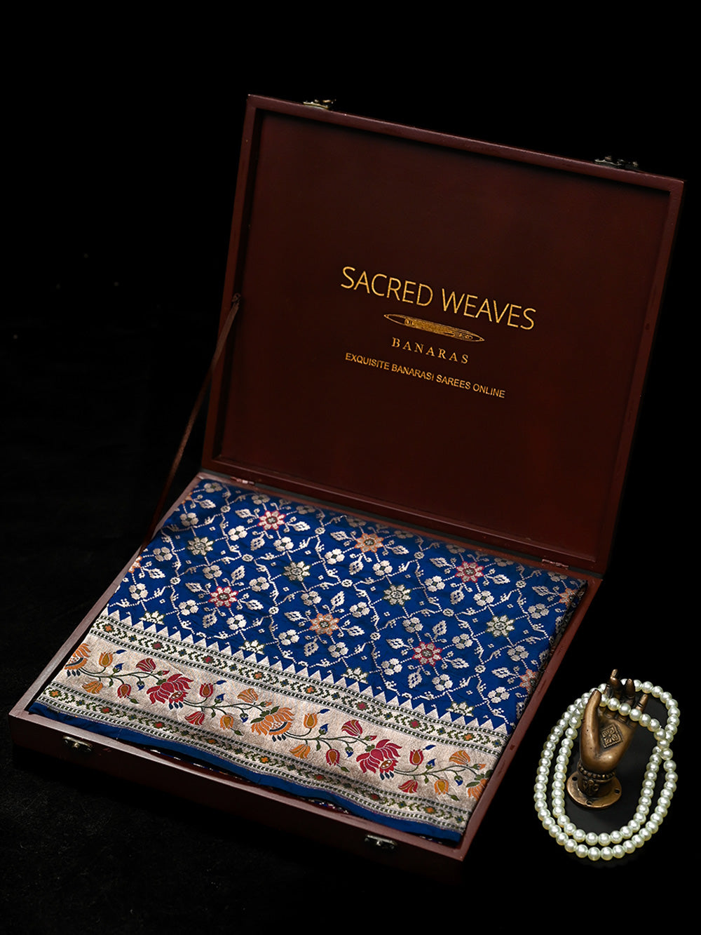 Blue Paithani Meenakari Katan Silk Handloom Banarasi Saree - Sacred Weaves