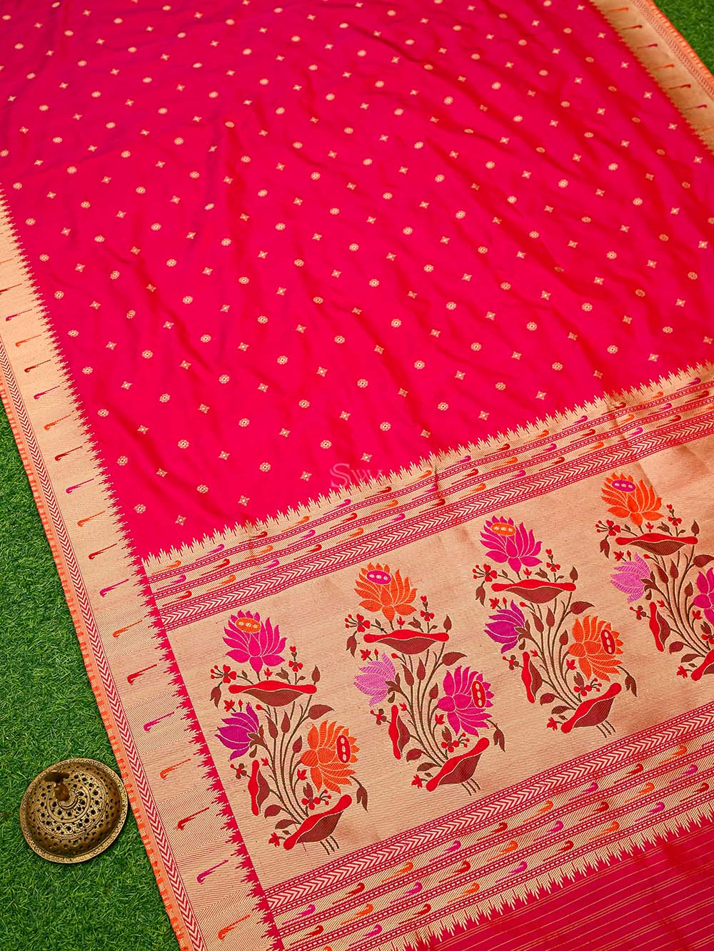 Dark Pink Paithani Katan Silk Handloom Banarasi Saree
