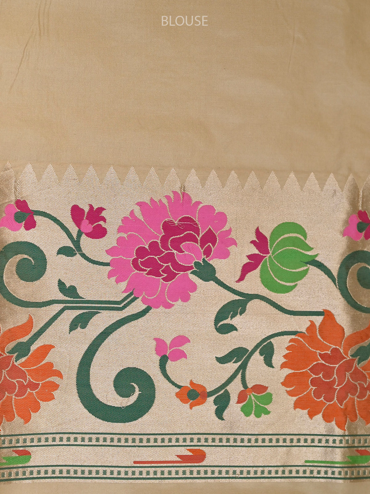Cream Paithani Katan Silk Handloom Banarasi Saree - Sacred Weaves