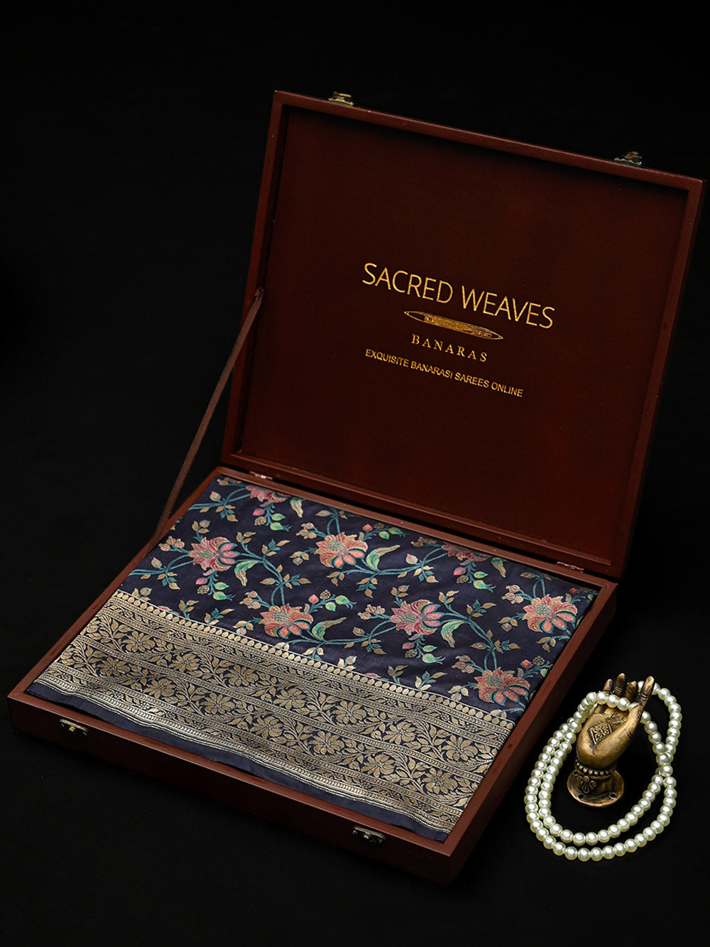 Navy Blue Meenakari Katan Silk Handloom Banarasi Saree