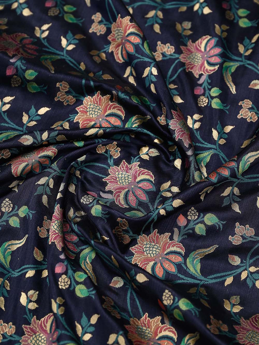 Navy Blue Meenakari Katan Silk Handloom Banarasi Saree