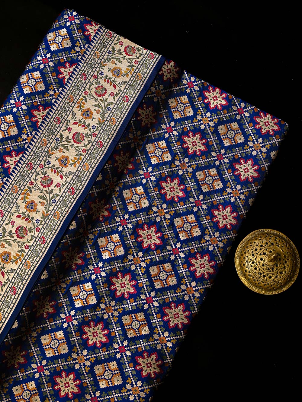 Blue Paithani Meenakari Katan Silk Handloom Banarasi Saree - Sacred Weaves