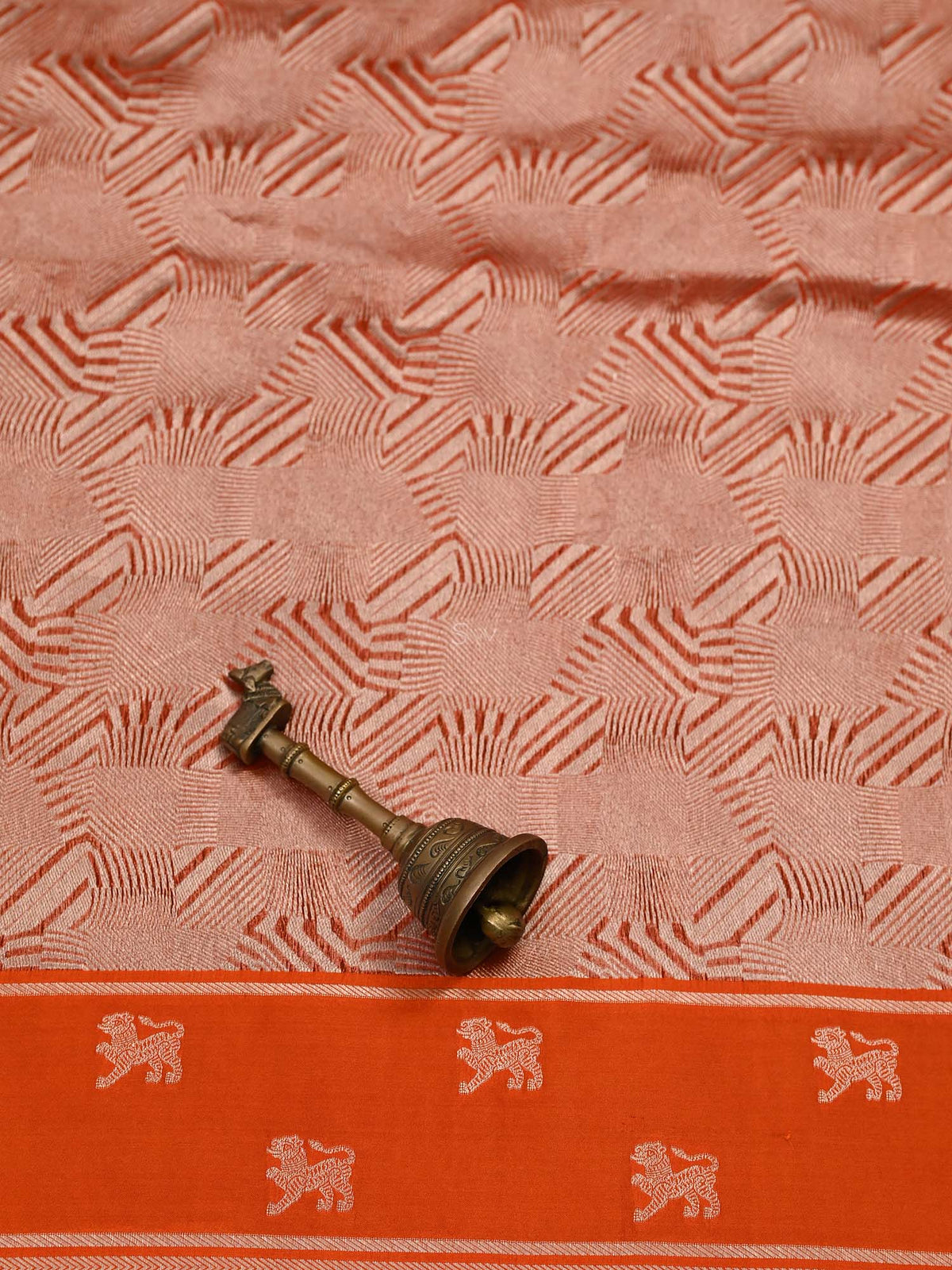 Orange Silk Brocade Handloom Banarasi Saree - Sacred Weaves
