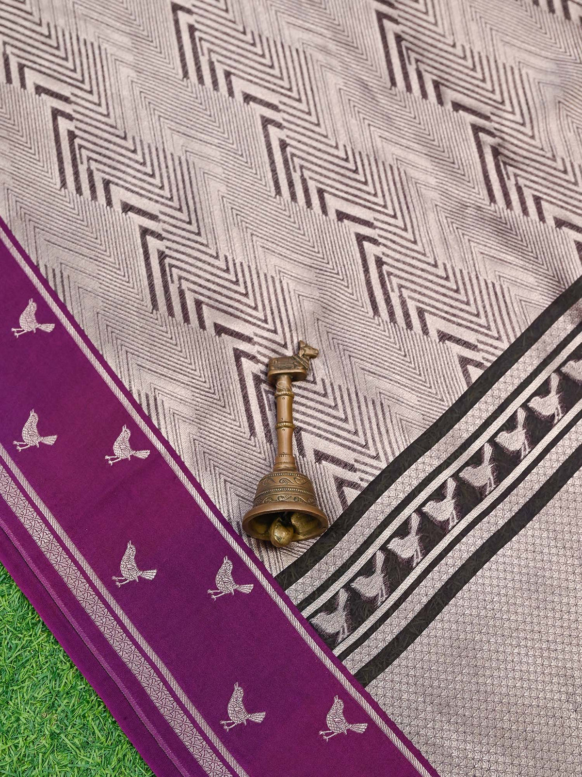 Purple Silk Brocade Handloom Banarasi Saree - Sacred Weaves