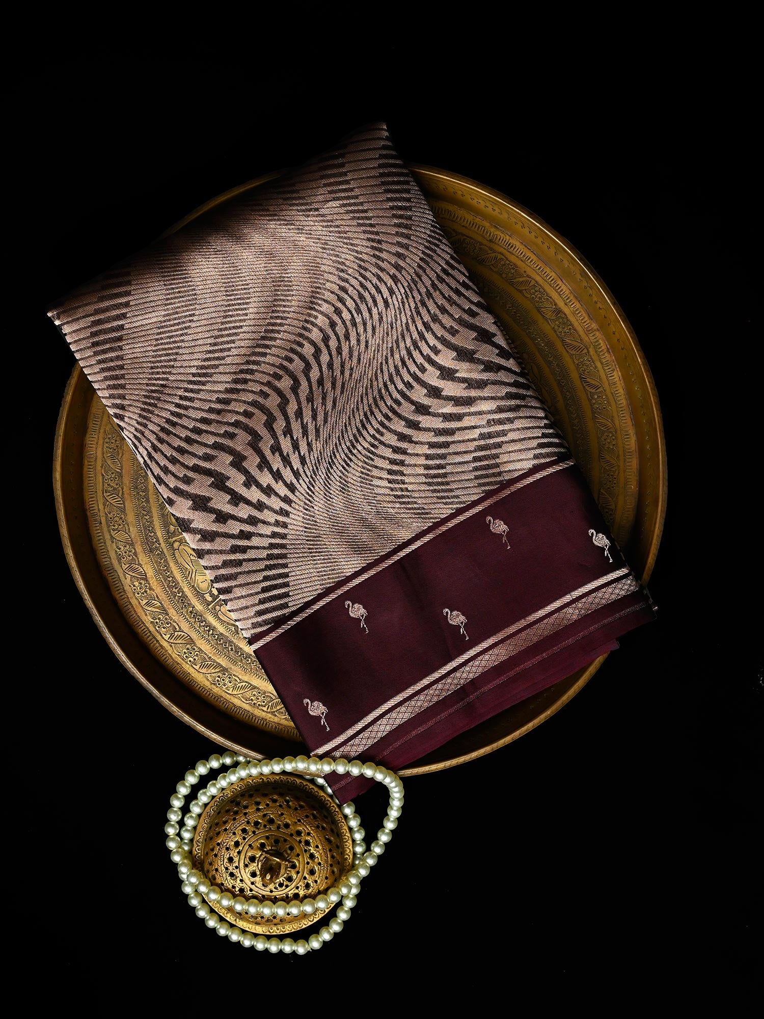 Wine Silk Brocade Handloom Banarasi Saree - Sacred Weaves