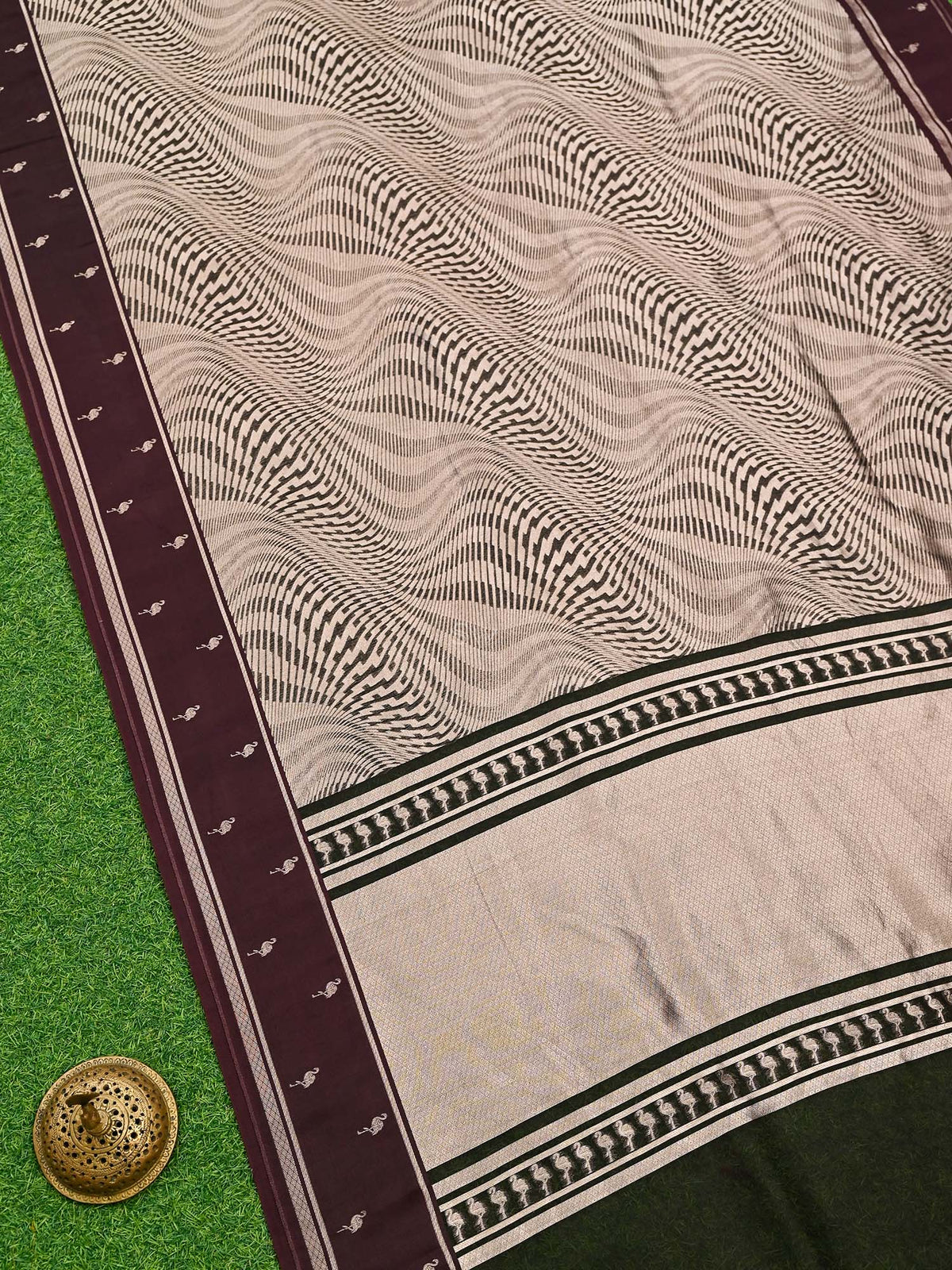 Wine Silk Brocade Handloom Banarasi Saree - Sacred Weaves