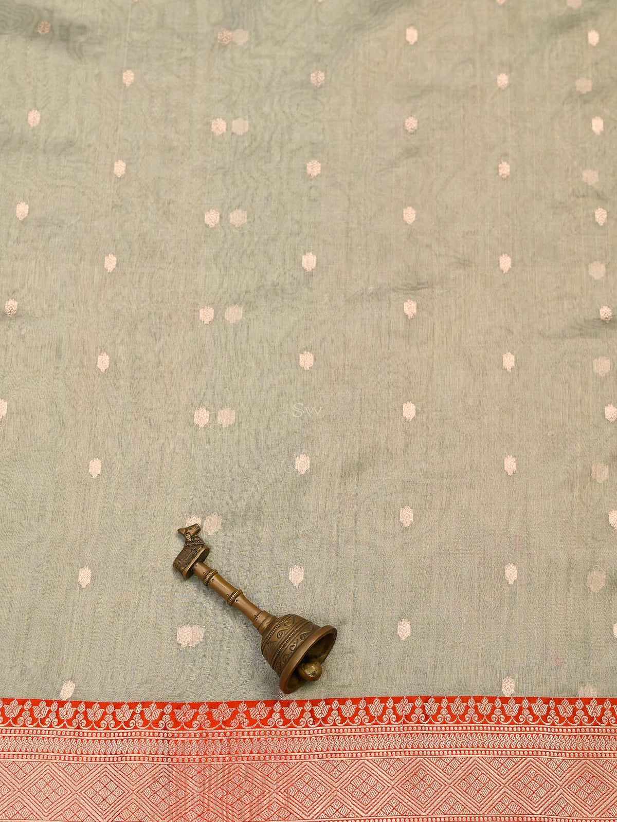 Beige Booti Organza Tissue Silk Handloom Banarasi Saree - Sacred Weaves