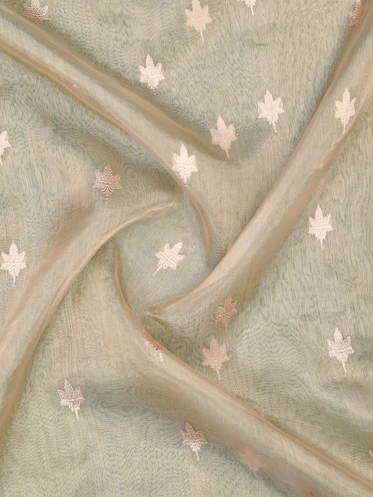 Beige Booti Organza Tissue Silk Handloom Banarasi Saree - Sacred Weaves