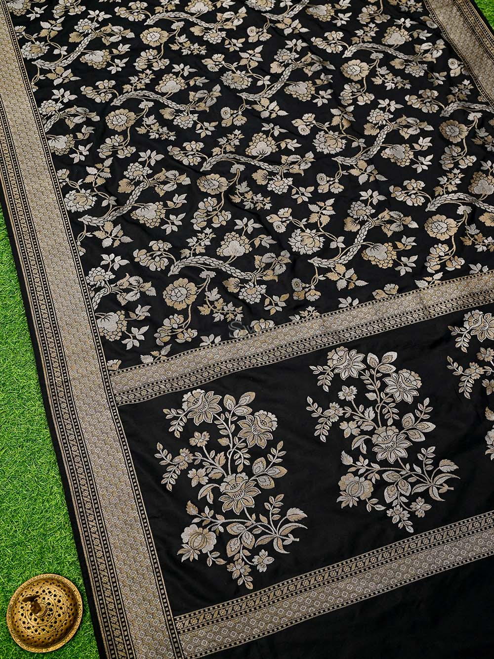 Black Sona Roopa Jaal Katan Silk Handloom Banarasi Saree