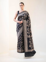 Black Jaal Katan Silk Handloom Banarasi Saree