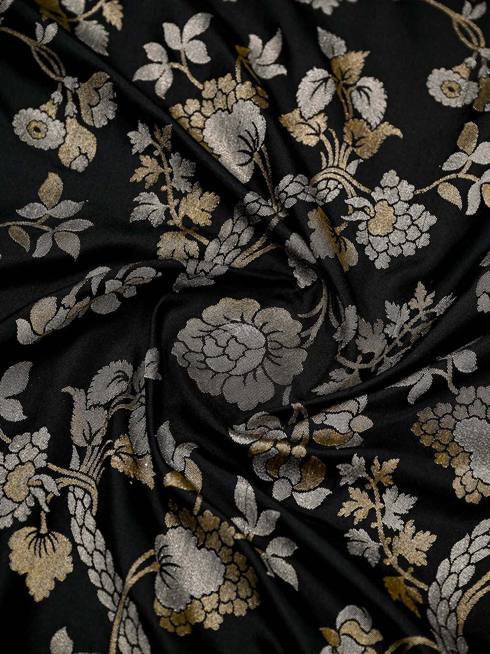 Black Sona Roopa Jaal Katan Silk Handloom Banarasi Saree