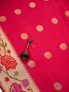 Pink Red Boota Paithani Katan Silk Handloom Banarasi Saree - Sacred Weaves