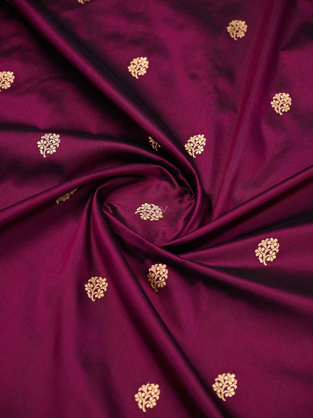 Wine Booti Katan Silk Handloom Banarasi Saree