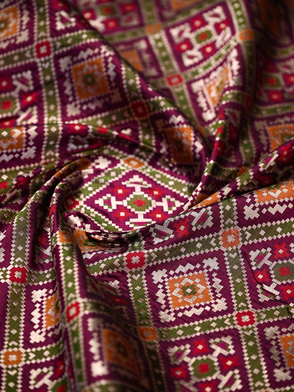 Wine Paithani Meenakari Katan Silk Handloom Banarasi Saree - Sacred Weaves