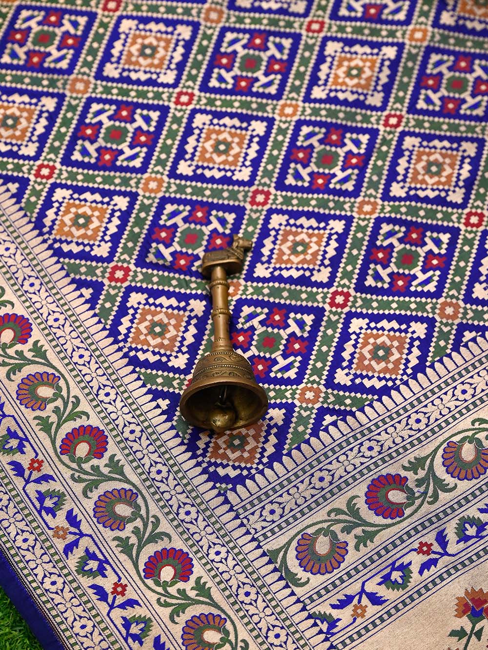 Blue Paithani Meenakari Katan Silk Handloom Banarasi Saree