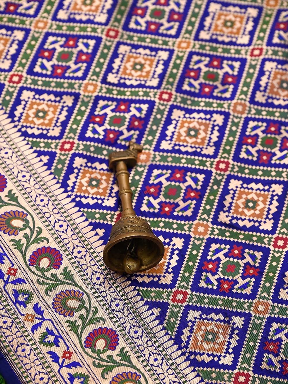 Blue Paithani Meenakari Katan Silk Handloom Banarasi Saree