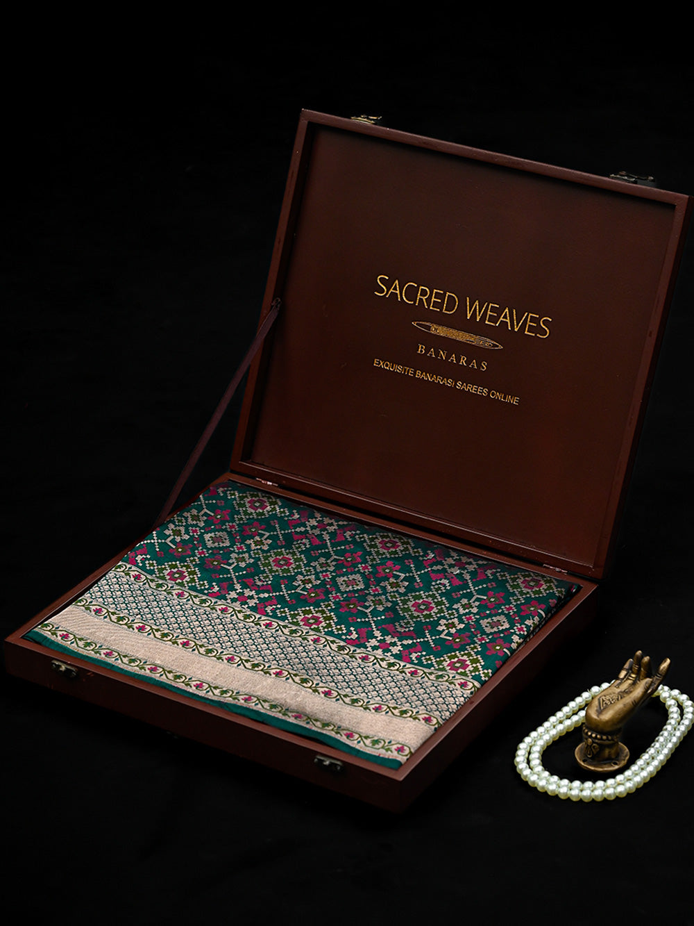 Teal Green Paithani Meenakari Katan Silk Handloom Banarasi Saree