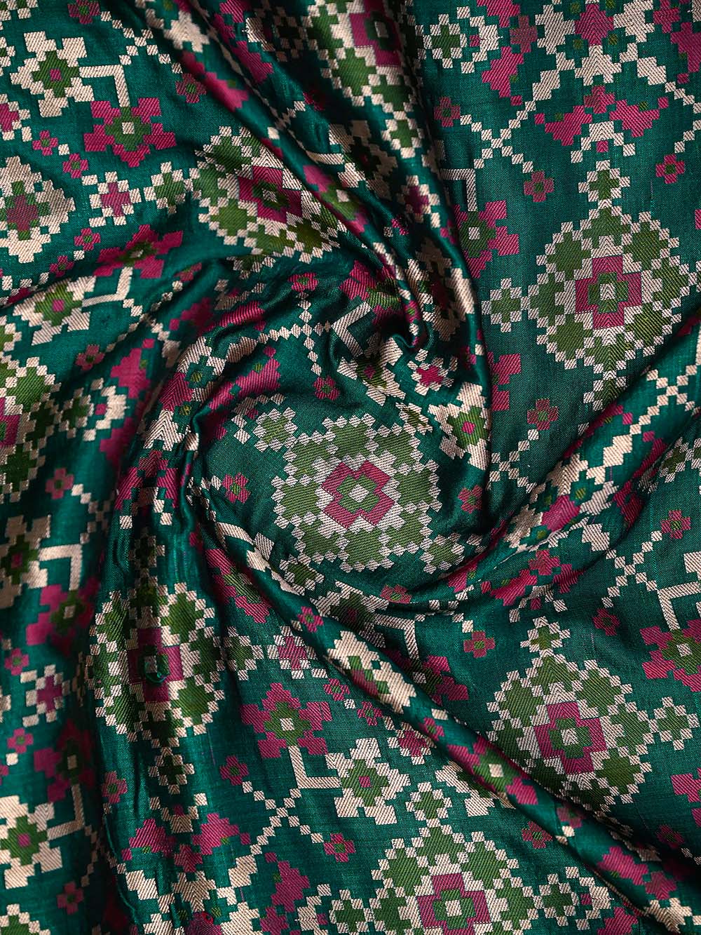 Teal Green Paithani Meenakari Katan Silk Handloom Banarasi Saree