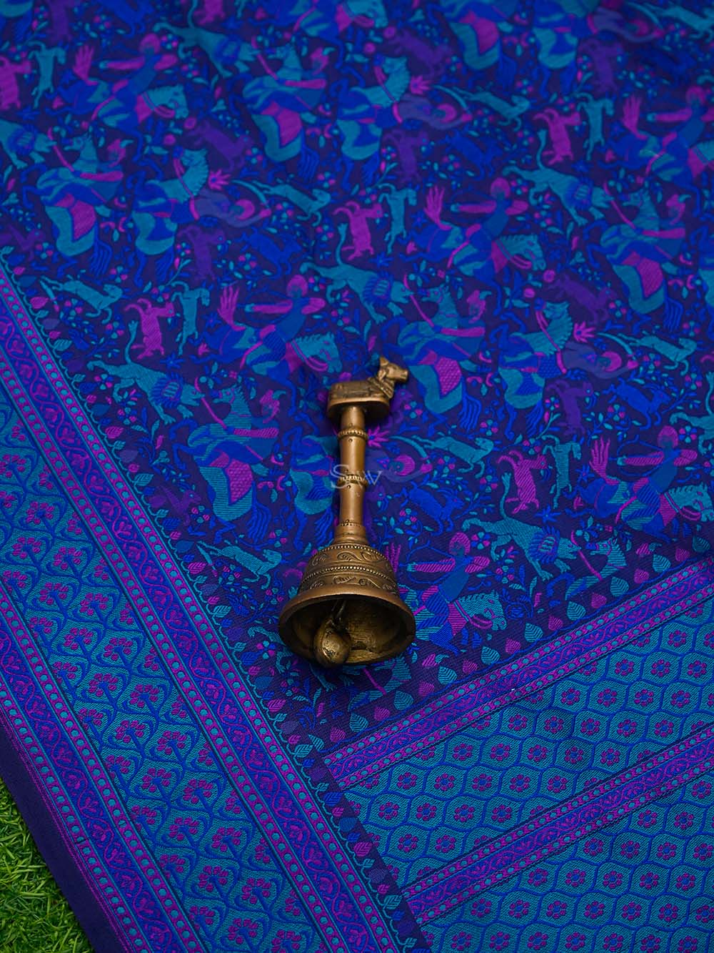 Blue Tanchoi Satin Silk Handloom Banarasi Saree