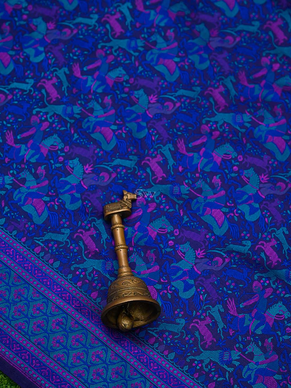 Blue Tanchoi Satin Silk Handloom Banarasi Saree