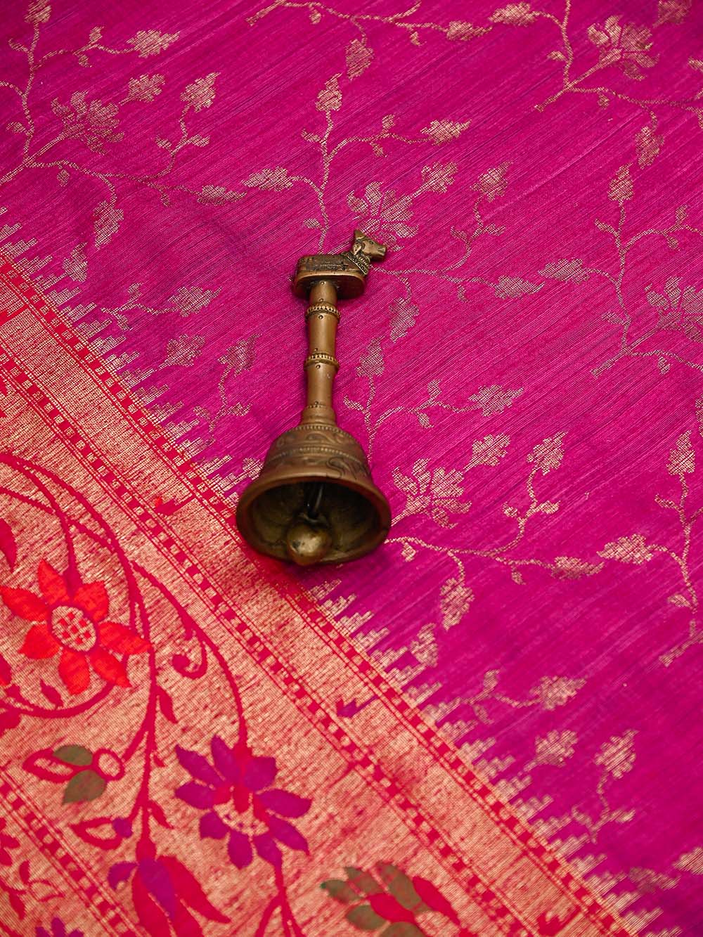 Magenta Paithani Dupion Silk Handloom Banarasi Saree
