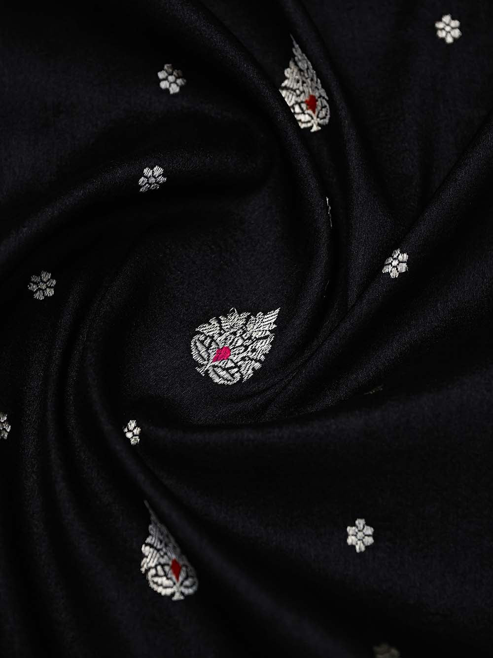 Black Booti Tussar Silk Handloom Banarasi Saree